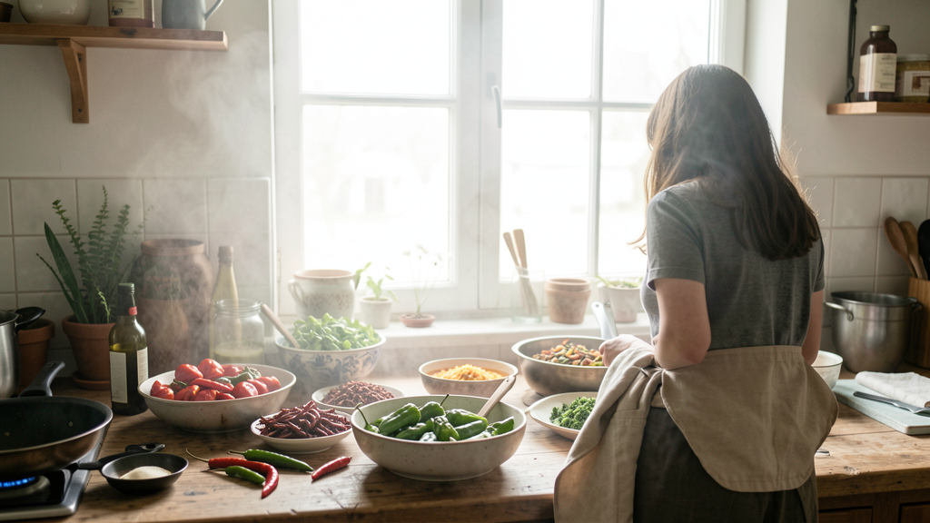 Editorial image illustrating The Velvety Trap: Why I Stopped Swapping Fresh Poblanos for Dried Anchos in Sauces