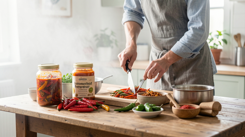 Editorial image illustrating Making Your First Fermented Pepper Mash: The 3-Step Air-Lock Method