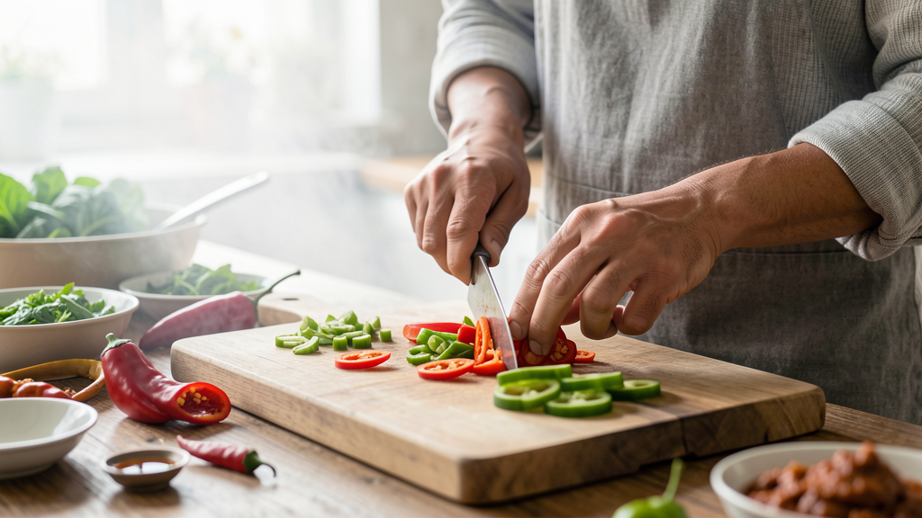 Photographic detail related to The 'Authentic' Oil Myth: Why Dry-Frying Chilies is Essential for Curry Pastes